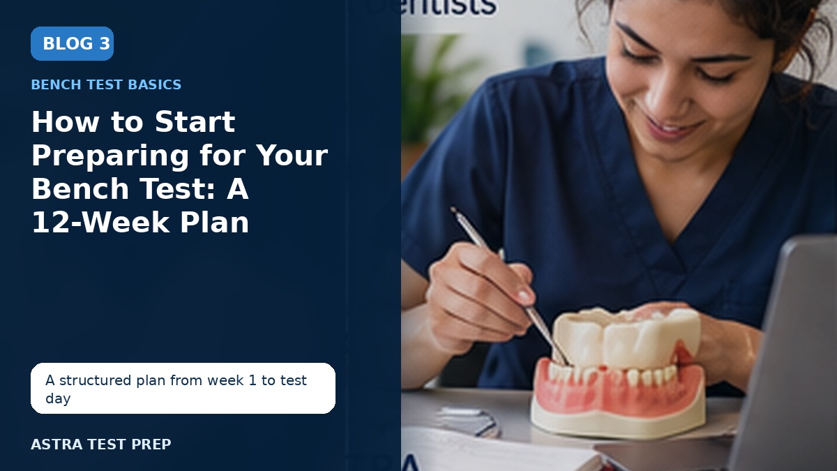Dentist practicing a preparation on a typodont as part of a structured 12-week bench test plan